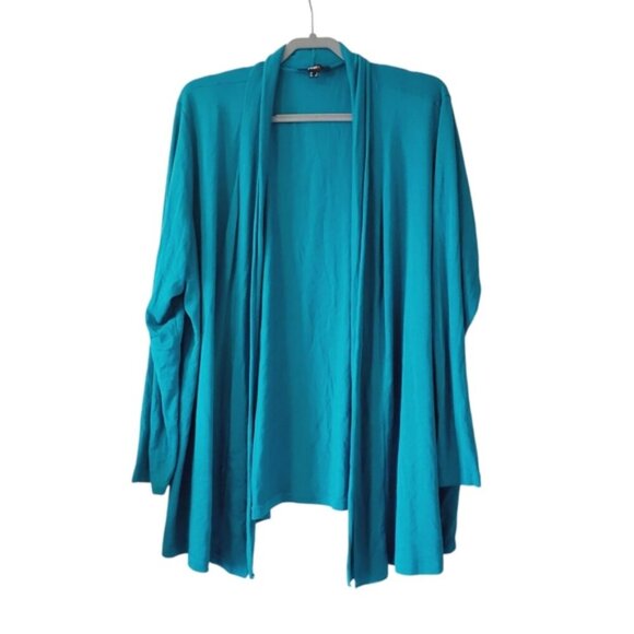 Yest Netherlands Teal Lightweight Viscose Stretch Open Front Cardigan 20 Plus - Picture 2 of 8